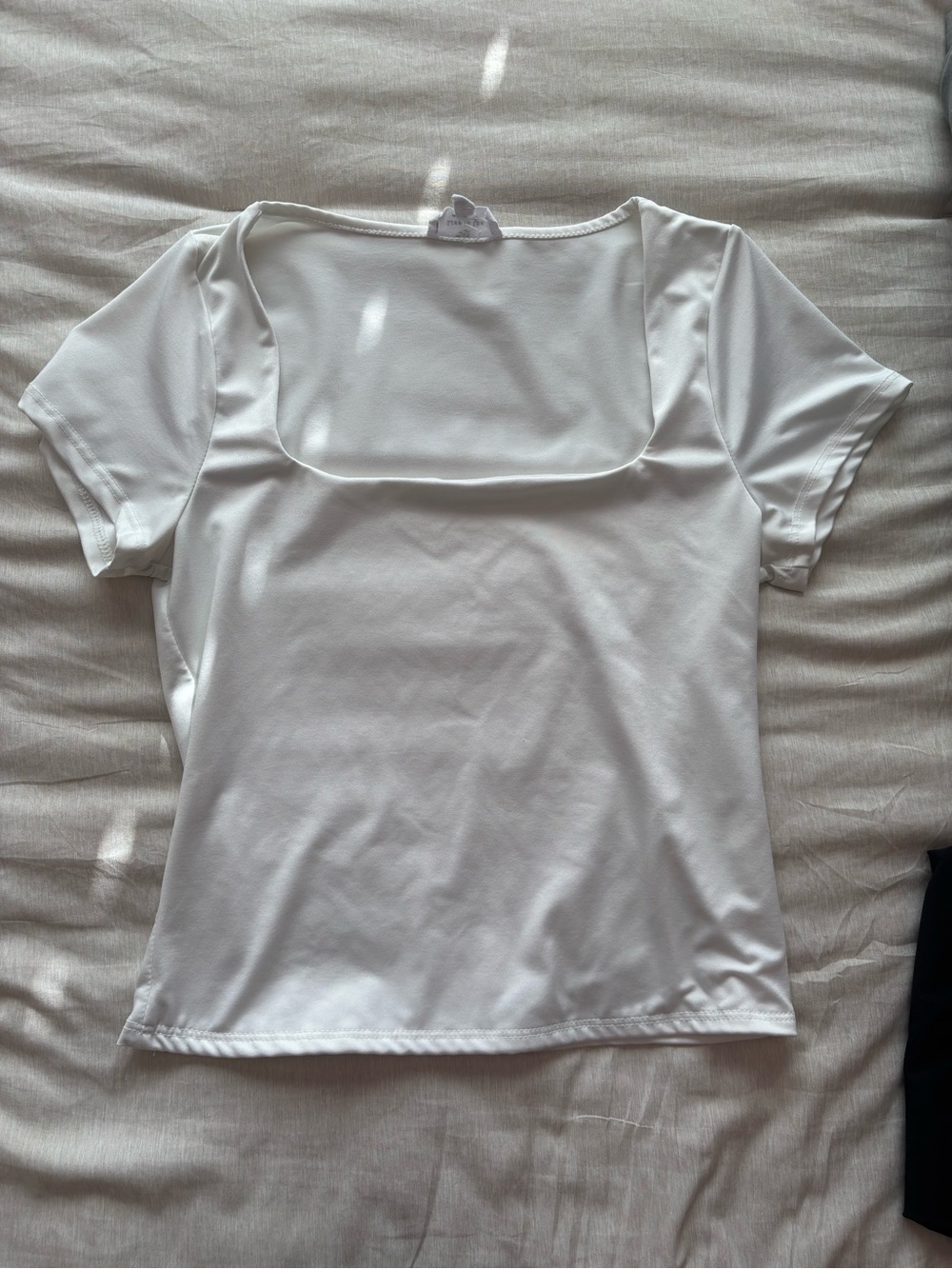 Square Neck Short Sleeve Tee in White